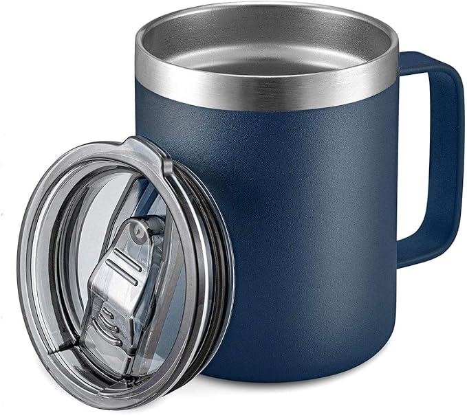 ALOUFEA 12oz Stainless Steel Insulated Coffee Mug with Handle, Double Wall Vacuum Travel Mug, Tumbler Cup with Sliding Li...
