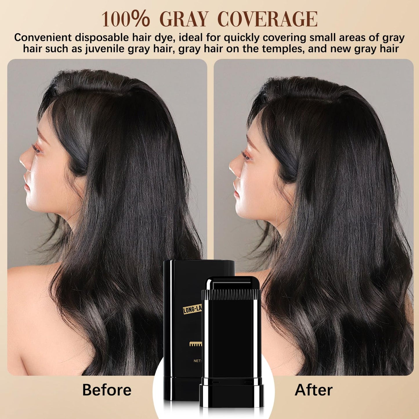 Tabriyot Waterproof Hair Dye Comb, 2-in-1 Instant Color, 1 oz, Dark Brown