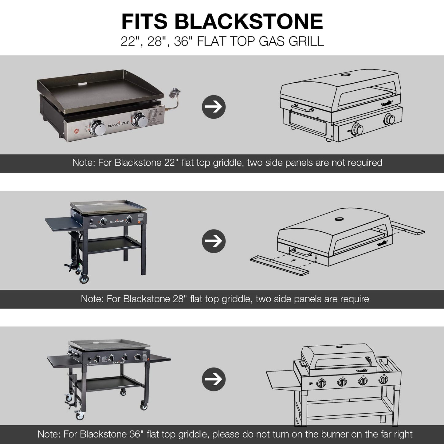 Stanbroil Outdoor Pizza Oven for Blackstone 22" 28" 36" Flat Top Gas Grill, with 19" x 15" Pizza Stone