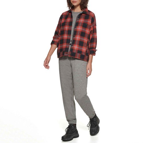 BASS OUTDOOR Women's Flannel Flex Soft Jacket, Burnt RED