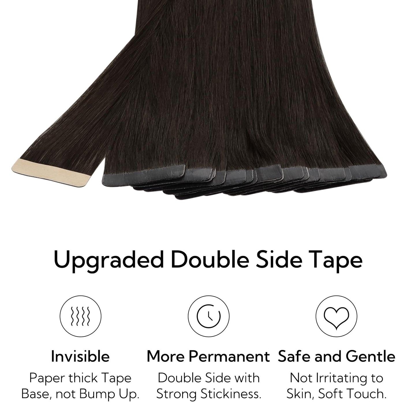 HOTBANANA Tape in Hair Extensions, 18 Inch 20pcs 50g Dark Brown Tape in Real Remy Human Hair Extensions Straight