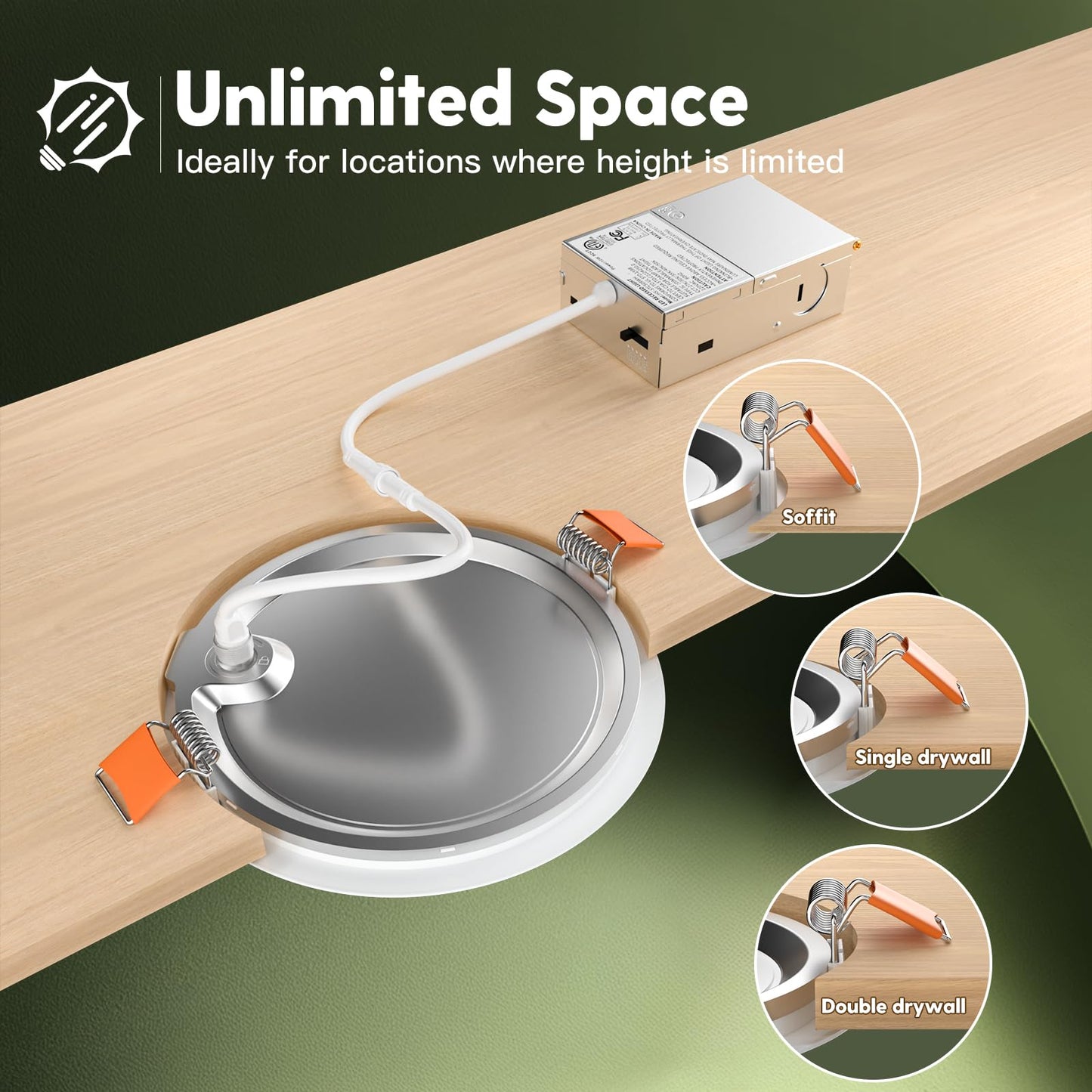 FREELICHT 24 Pack 6 Inch 5CCT Ultra-Thin LED Recessed Ceiling Light with Junction Box, 2700K/3000K/3500K/4000K/5000K Selectable, 1050LM Brightness, Dimmable Canless Wafer Downlight, 12WEqv110W-ETL&FCC