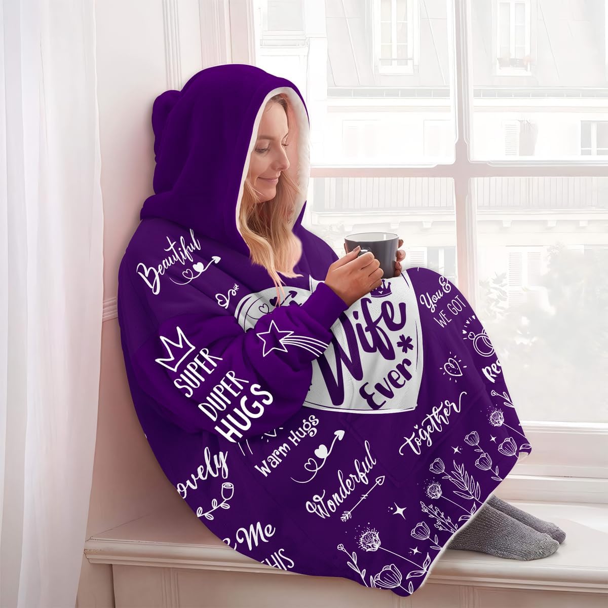 Warmstorey Wearable Blanket Hoodie For Wife Best Wife Ever Hoodie Blanket - Cozy Wearable Hoodies Blanket From Husband Best Wife Ever Gift For Christmas Gift For Wife From Husband Anniversary
