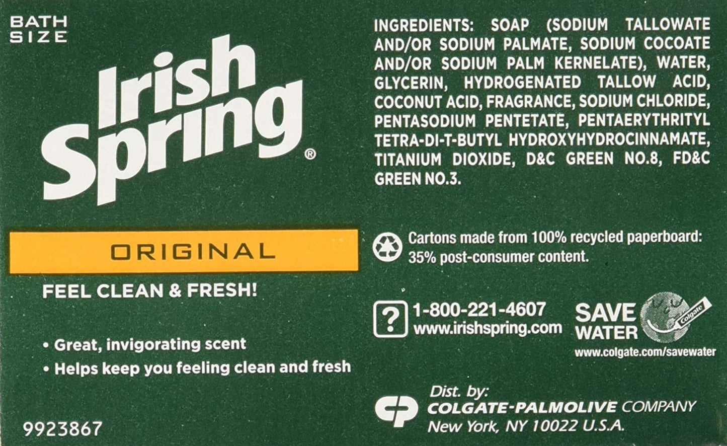 Irish Spring Bar Soap 3.2 Oz Bar (Original, 4 Bars)
