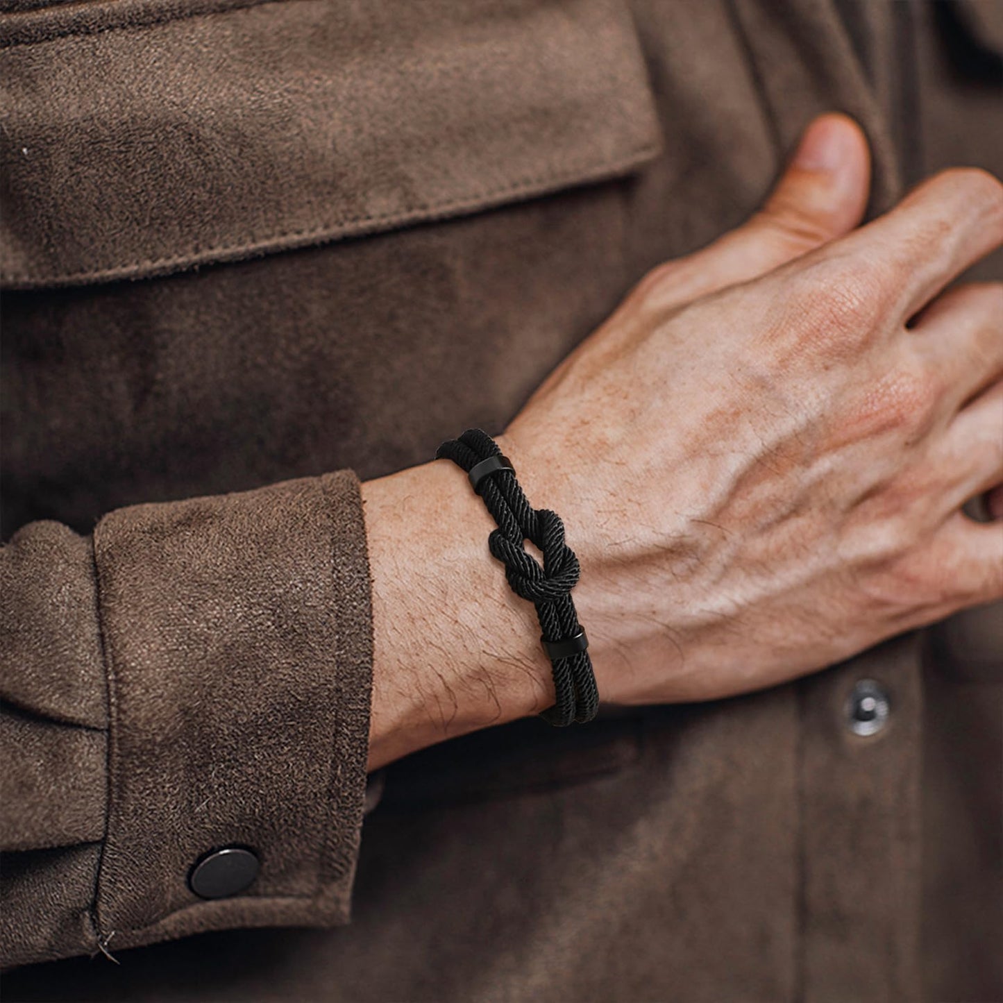 Love Knot Bracelet Gifs for Boyfriend - Handmade Braided Cord Rope Bracelets for Men,Black String Bracelet with Infinity Knot Anniversary Birthday Gifts for Him Teen Boyfriend from Girlfriend
