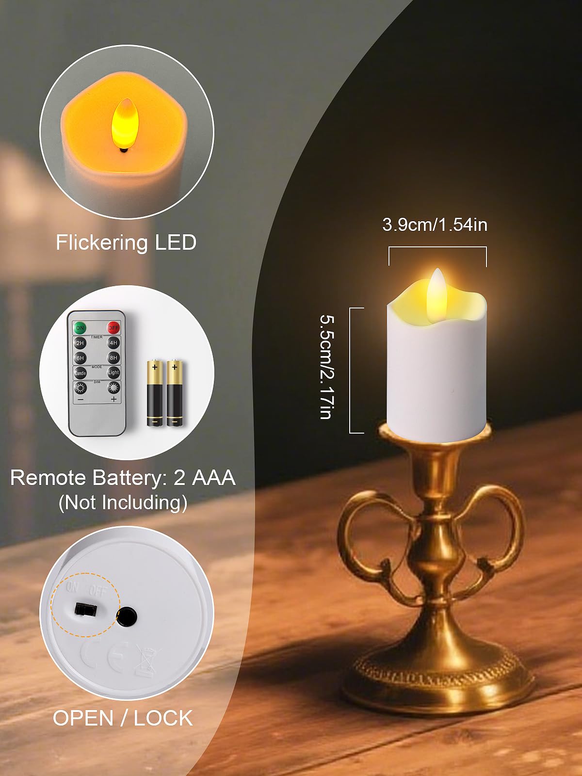 PIDZPOW Rechargeable Tea Lights Candles with Remote Timer, 2" x 2.1" Flameless LED Candles with USB Charging Base, Small Votive Candle Electric Fake Candle for Wedding Table Decor Dining (8 Pack)