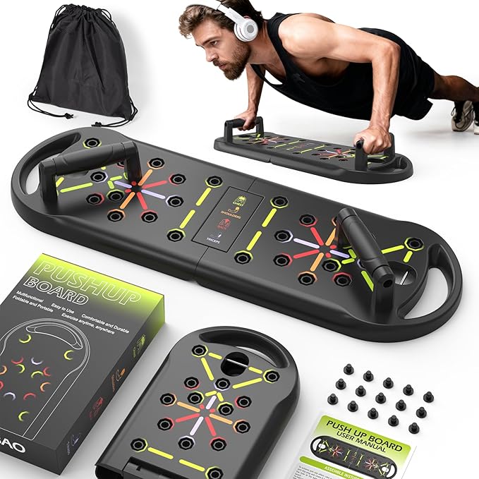 JLoibao Push Up Board Fitness, Workout Home Gym Equipment, 20 in 1 Exercise Pushup Bar Handles for Floor, Strength Trainin...