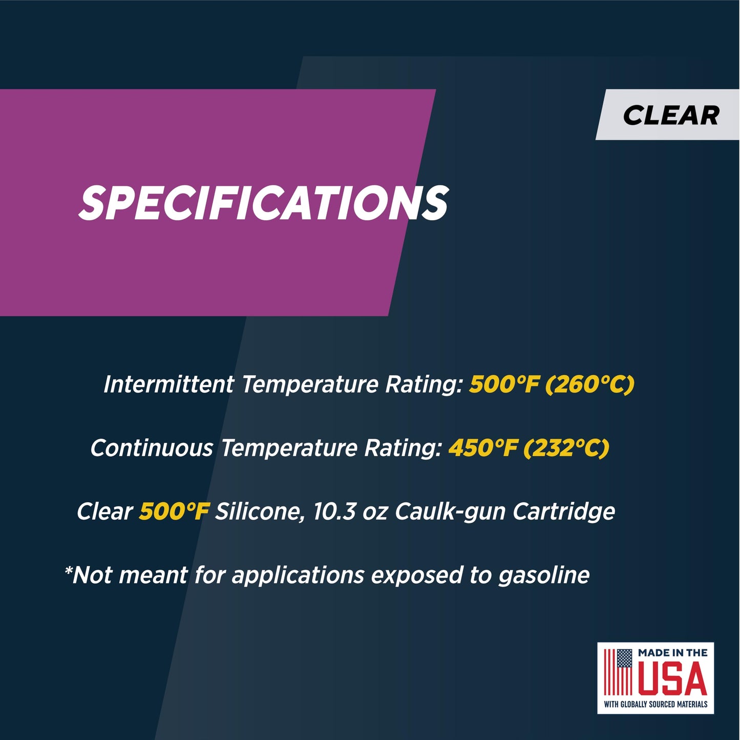 Rutland 500°F RTV High Heat Silicone Sealant Clear, USA-Made High Temperature Gasket Maker Adhesive - UV Stable, Oil Resistant & Non-Corrosive