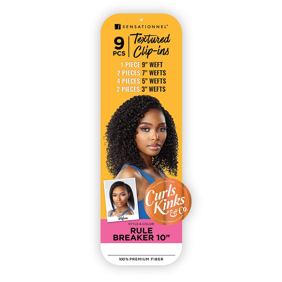 Sensationnel Curls Kinksandco Clip In - Rule Breaker 10 Inch 9 Piece Pack Easy to Use Clips for Natural 3C to 4C Hair (2 DARKBRO