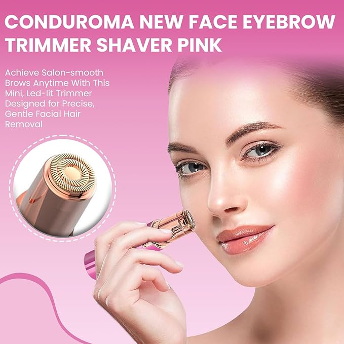 Facial Hair Remover for Women – Electric Face Razor with Light, Hair Removal for Upper Lip, Chin & Cheeks – Color Rose Gold