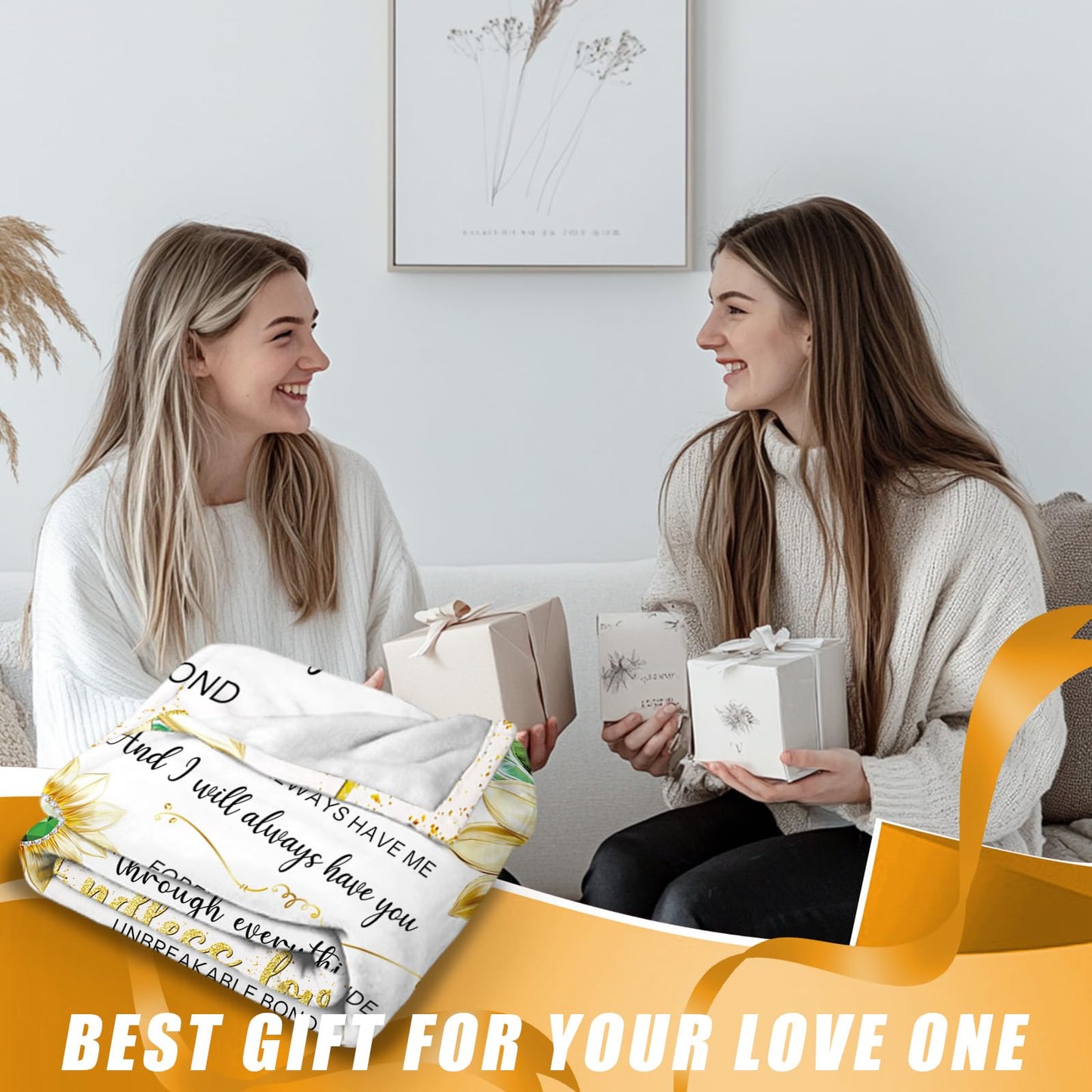 HEIFAM Sunflower Sister Gifts Blanket, Sisters Birthday Gift from Sis, Sunflower Blanket for Women, Graduation Mother's Day Ideas, Birthday Gifts for Sisters, Sis Soft Throw Blanket 50''x60''
