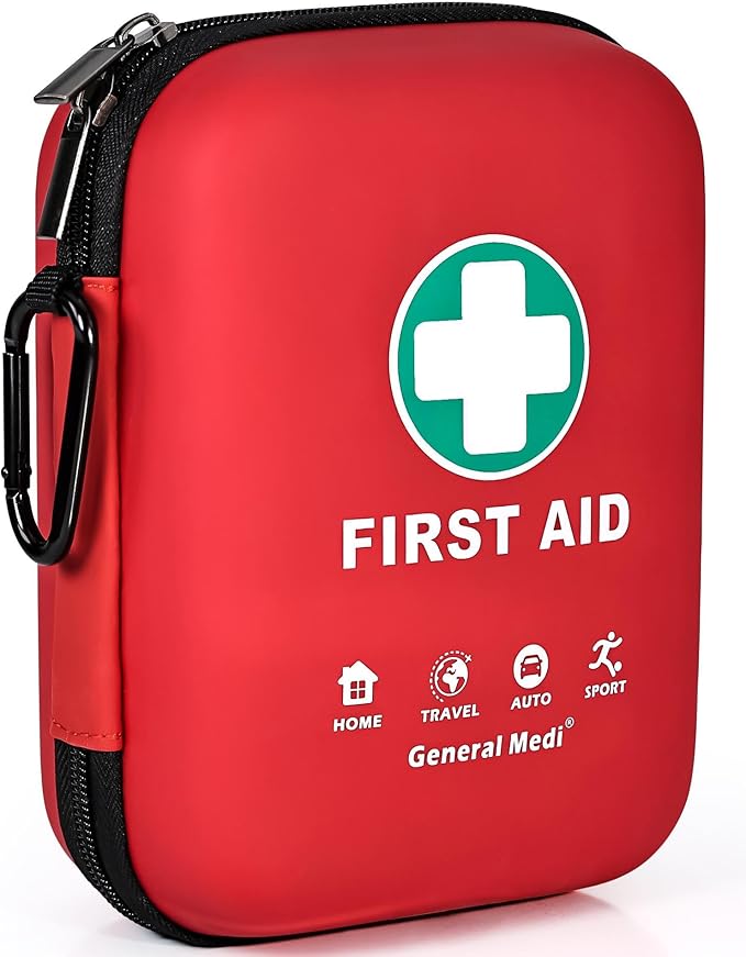 General Medi First Aid Kit - 170 Pieces Hard Case and Lightweight - Great for Travel, Home, Office, Vehicle, Camping, Work...
