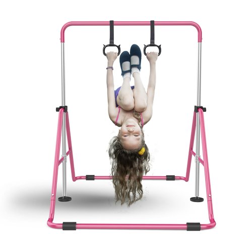 Crystal Stone Steel Gymnastics Bar Sturdy Material Foldable & Expandable for Girls & Kids Adjustable Height Knob at Home Folding,Outdoor,Horizontal Bar with Rings