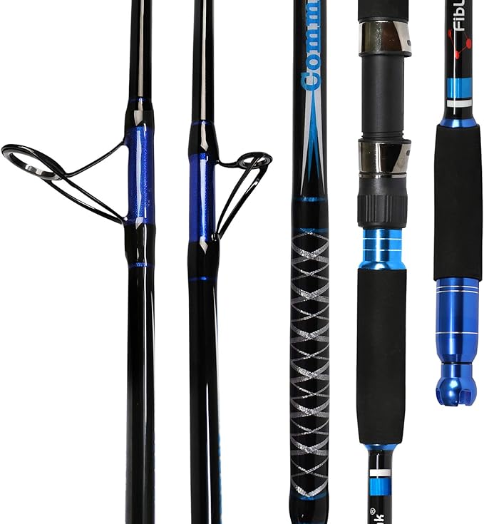 Fiblink Spinning & Casting Fishing Rod Carbon Fiber Jigging Rod 2 Piece Twin-Tip Fishing Jig Rod Portable Travel Fishing P...