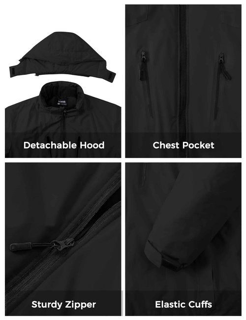 Skieer Men's Plus Size Waterproof Ski Jacket Big&Tall Warm Winter Coat with Hood (Black,5X)