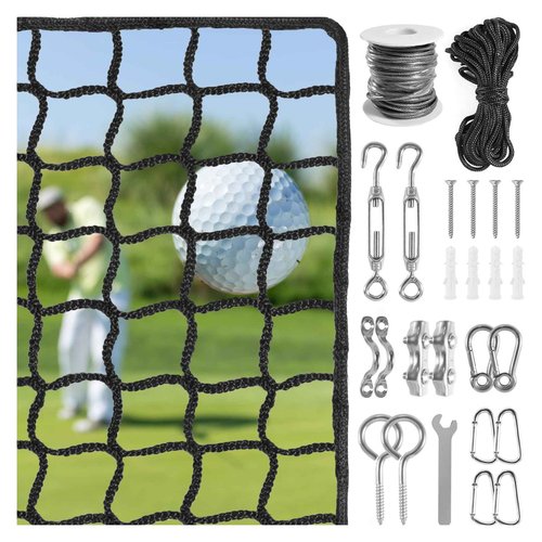 NQB Golf Practice Net with Steel Hanging Kit & Nylon Rope, 10x20FT Hitting Net for Multiple Sports