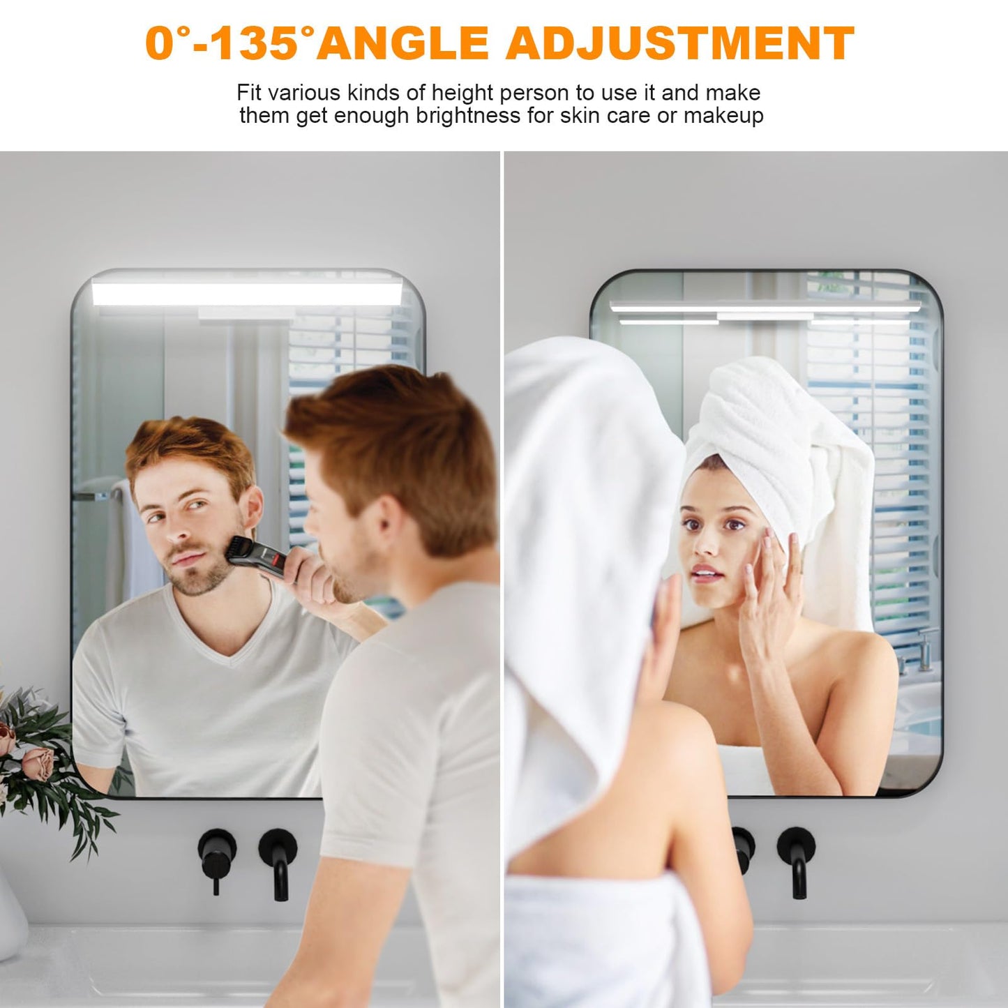 MY BEAUTY LIGHT Bright Dimmable Led Vanity Light Bar for Mirror, 2600K-6800K Adjustable Color Temperature Bathroom Vanity Light Fixtures, 0°-135° Angle Adjustable LED Makeup Mirror Lights