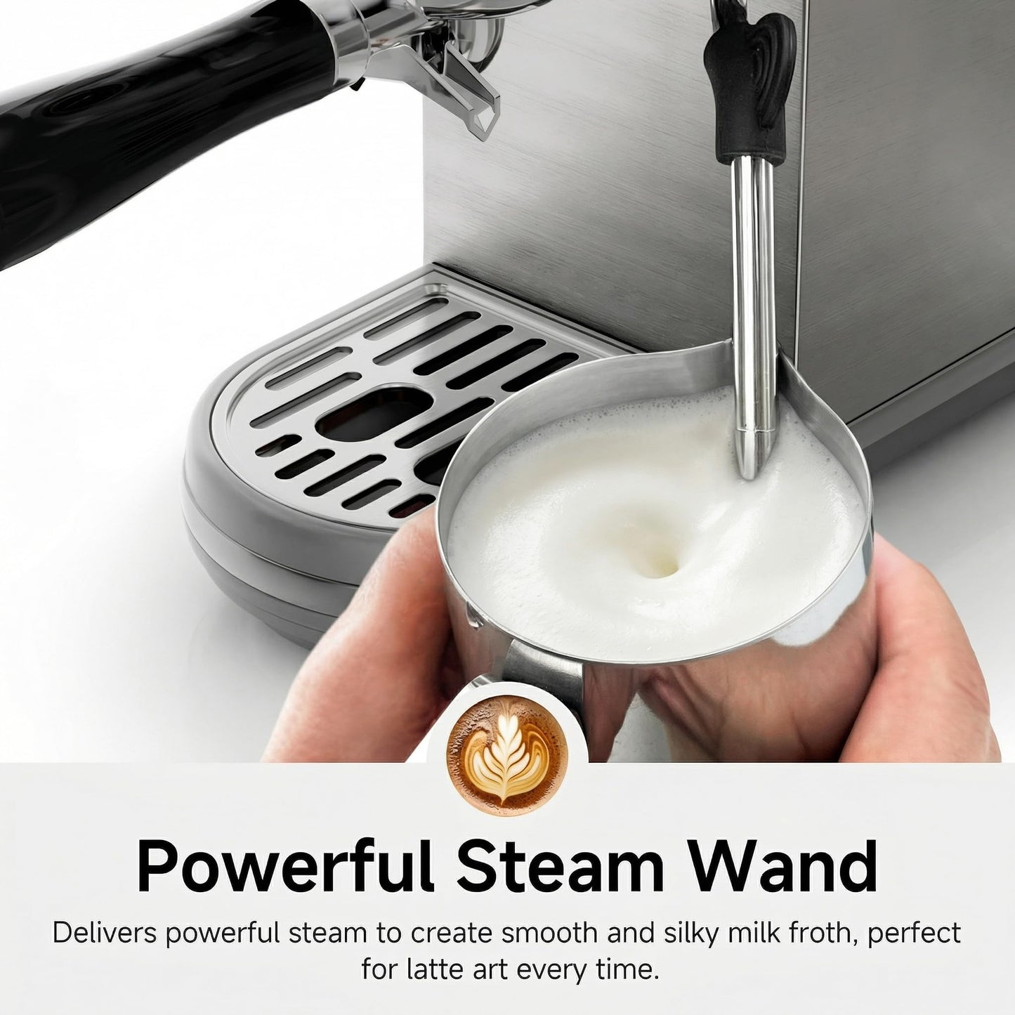 HIBREW H10B Professional Espresso Machine, 20 Bar Compact Espresso Maker with Powerful Steam Milk Frother, Stainless Steel Coffee Machine with LED Display, Adjustable Temperature & Cup Volume