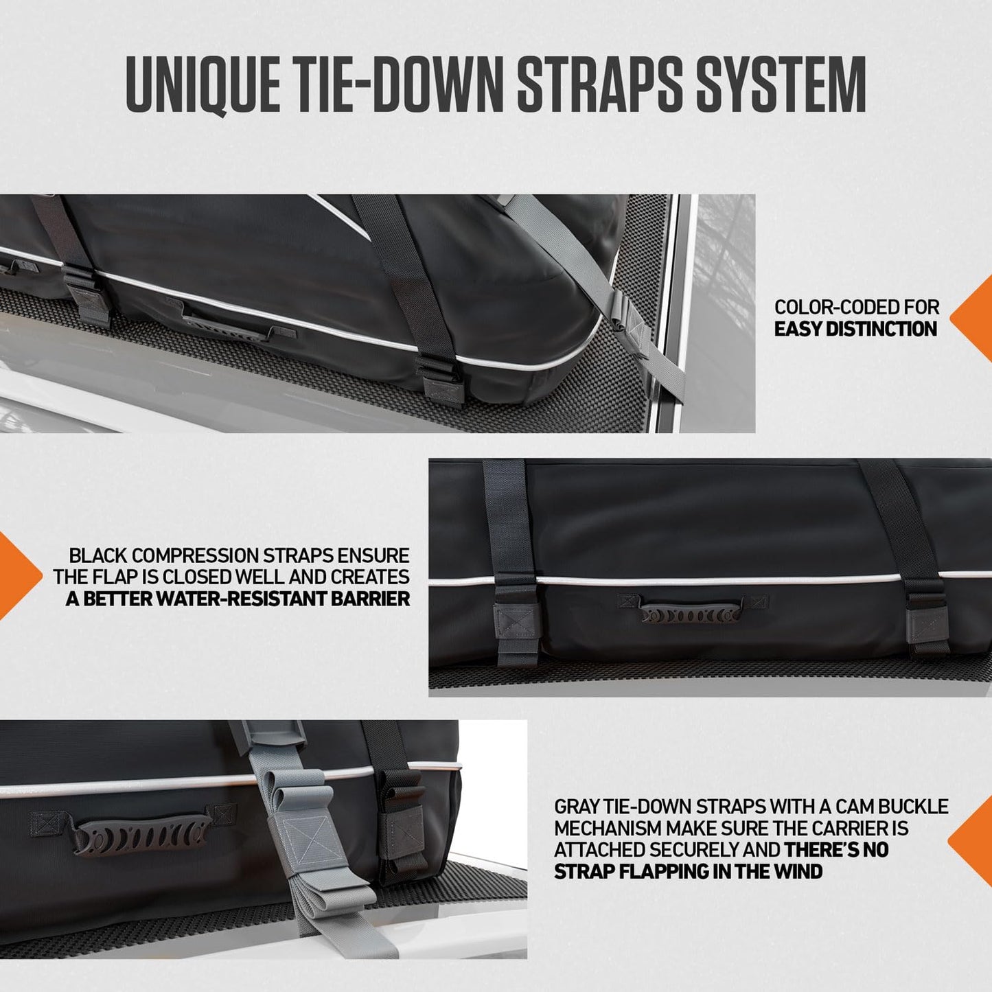 VENTURE 4TH Car Rooftop Cargo Carrier – 21 Cubic Feet Waterproof Roof Bag with 10 Heavy-Duty Compression & Tie-Down Straps, Anti-Slip Mat & Door Hooks – Fits Cars with or Without Roof Rack