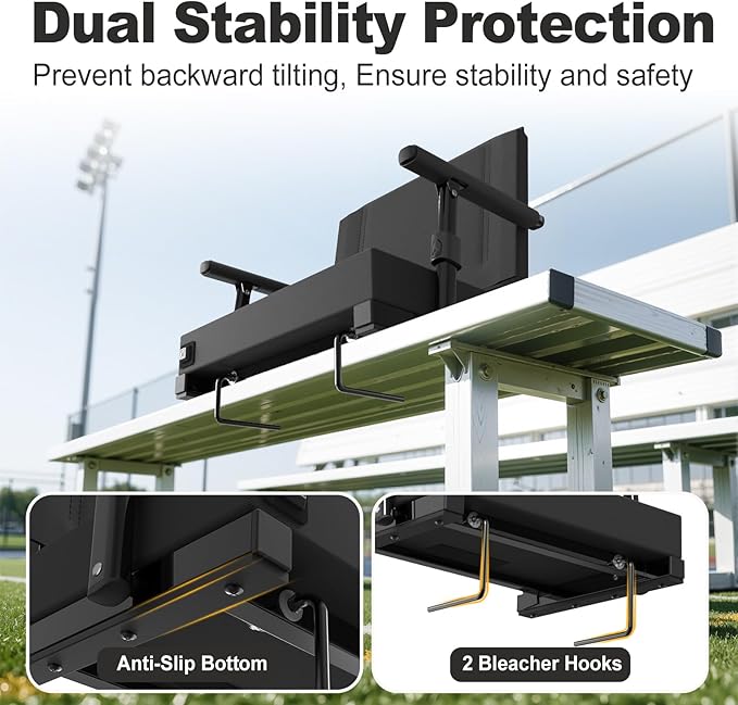 HOPERAN Heated Stadium Seats for Bleachers with Back Support - 3 Levels Heating Bleacher Chairs with Back and Cushion with Armrest, Thick Padded Bleacher Seats, Stadium Chair with Shoulder Strap