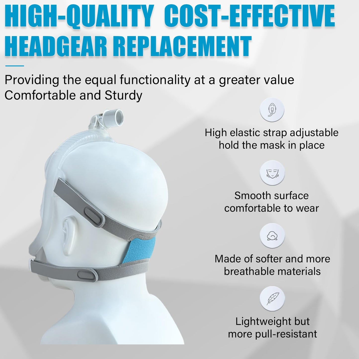 GJX 2 Packs Replacement Headgear Straps for Airfit F30i CPAP Nasal Mask Full Face Replace Part Adjustable Straps Compatibility with F30i Headgear(Without Clips Mask Frame)