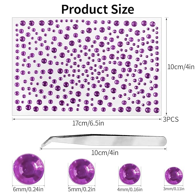 975Pcs Multi-Color Face Gems, Self-Adhesive Eye Jewels Rhinestones 3/4/5/6 mm DIY Face Gems & Pearls for Makeup & Crafts