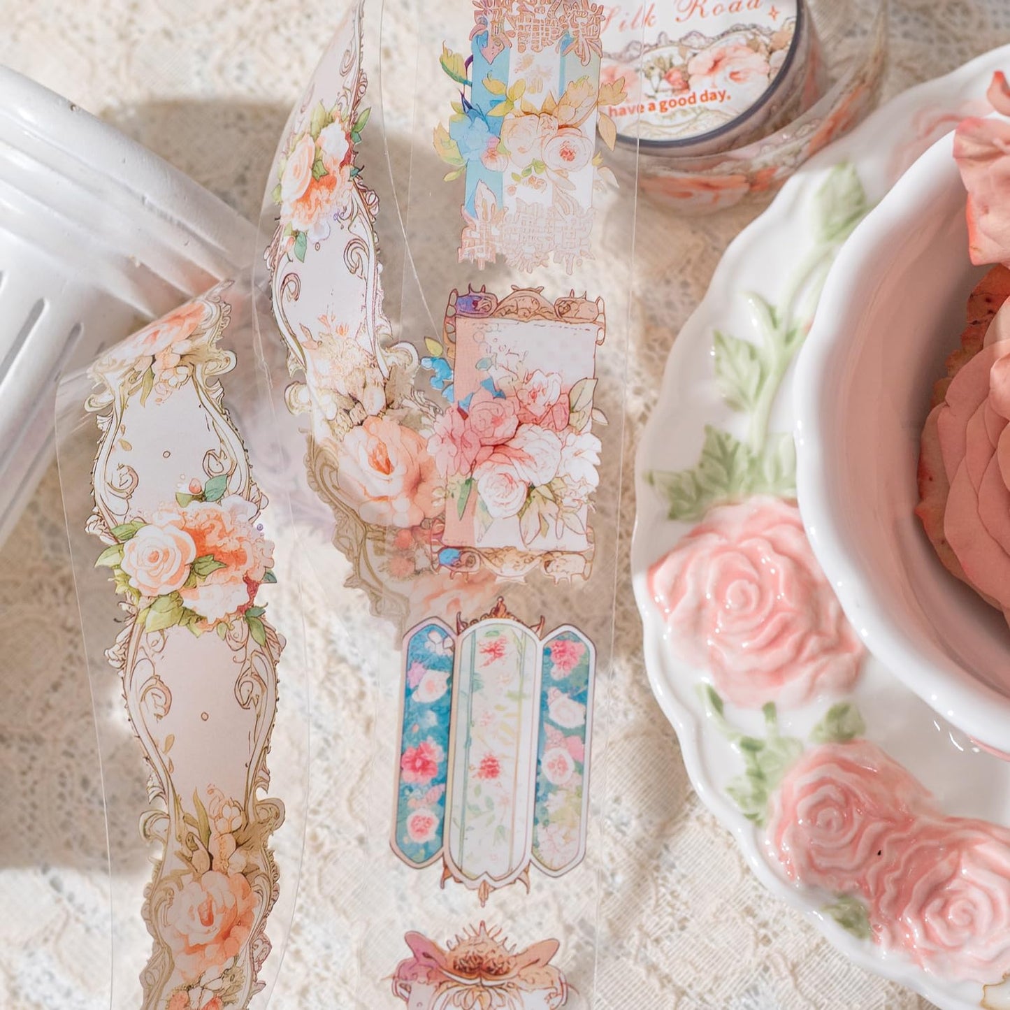 Romantic Silk Road PET Tape Set, 6 Rolls of Vintage Ephemera for Junk Journaling, Scrapbooking, Crafting, DIY Projects, Diaries, and Art Supplies