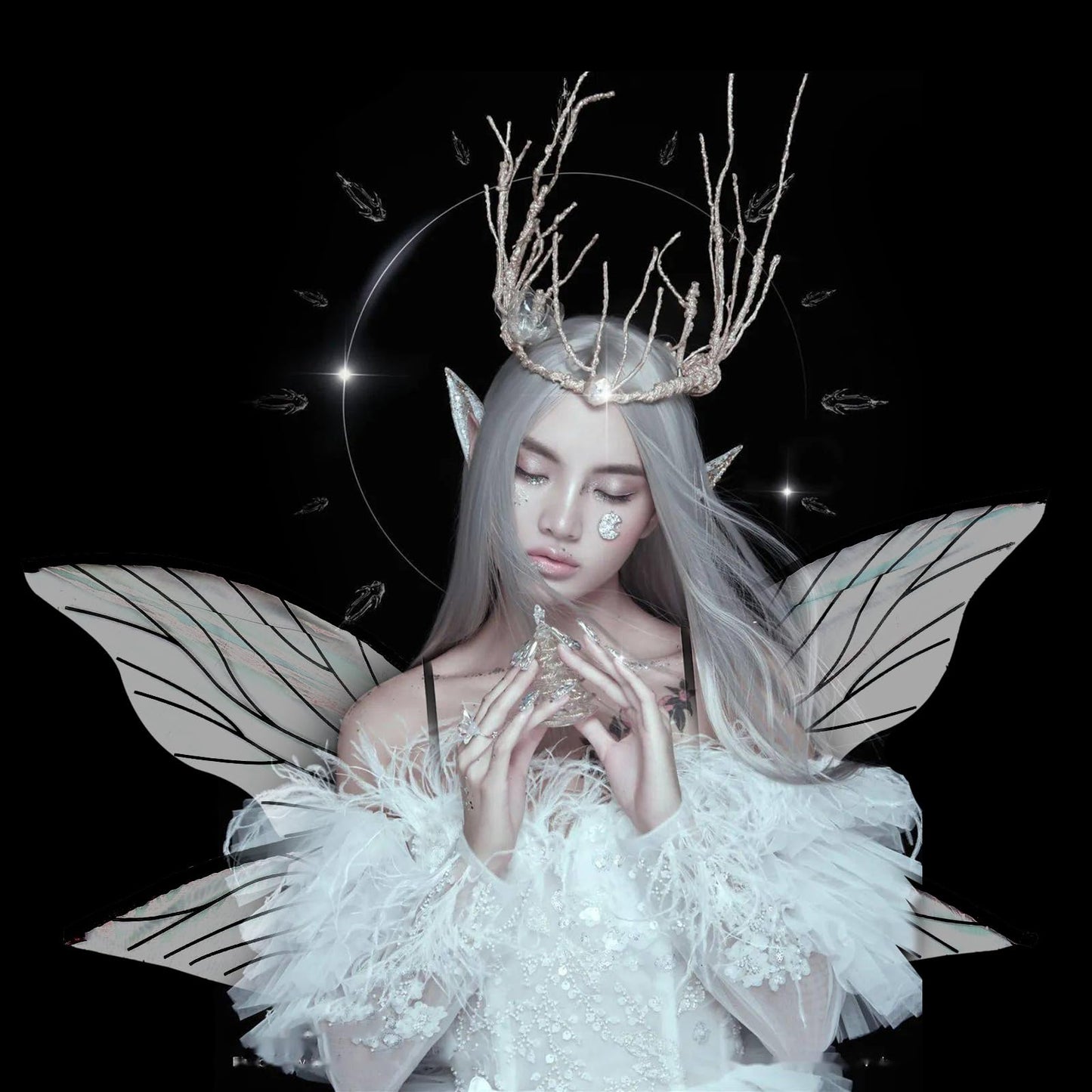 Loieryk Fairy Wings for Adults Fairy Costume for Women Girls Kids Butterfly Fairy Wings Halloween Cosplay Costume Accessories