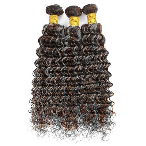 Giginger Bundles Human Hair P4/GREY 20 22 24 inch Deep Wave Human Hair Bundles Highlight Chocolate Grey Unprocessed Quick Weave Soft Sewn In Hair Extensions for Black Women