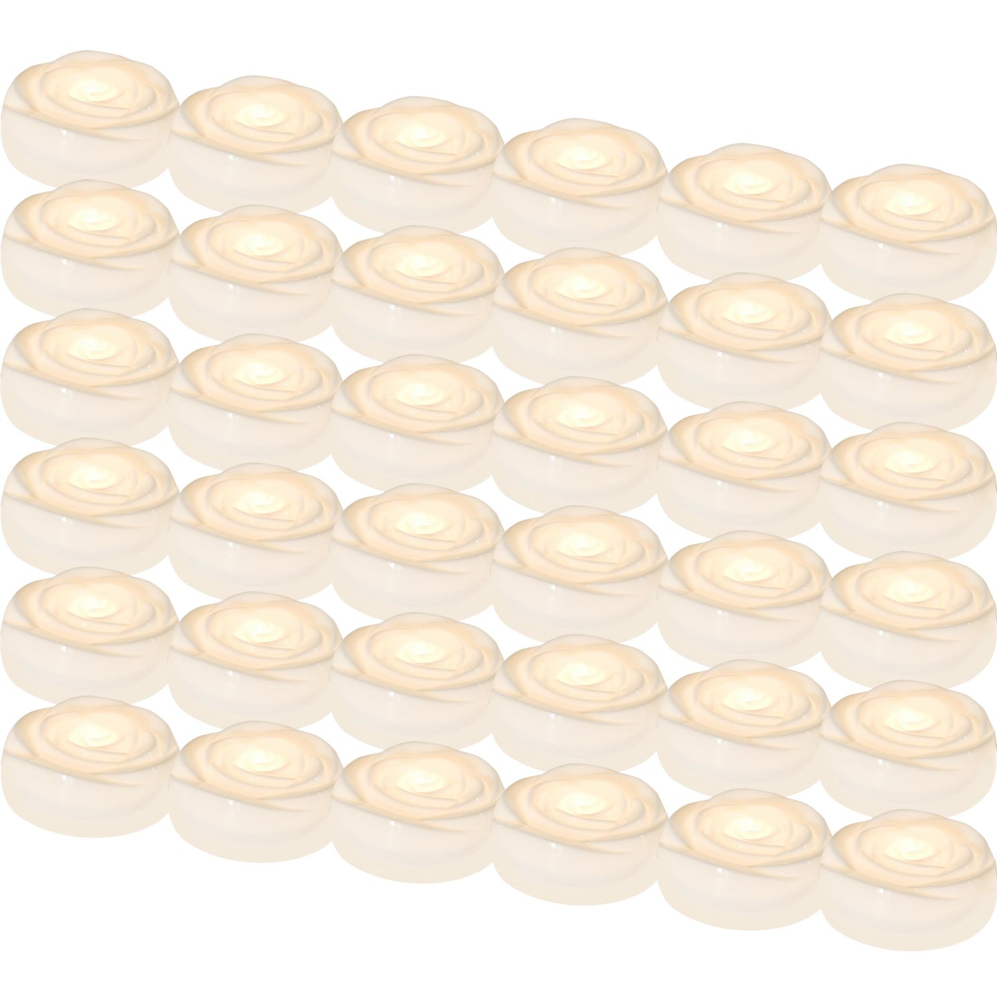 Aignis 36Pcs Flameless Led Floating Candles, White Rose Plastic Tealight Battery Operated, 120+ Hours Glow Time, Cozy Light For