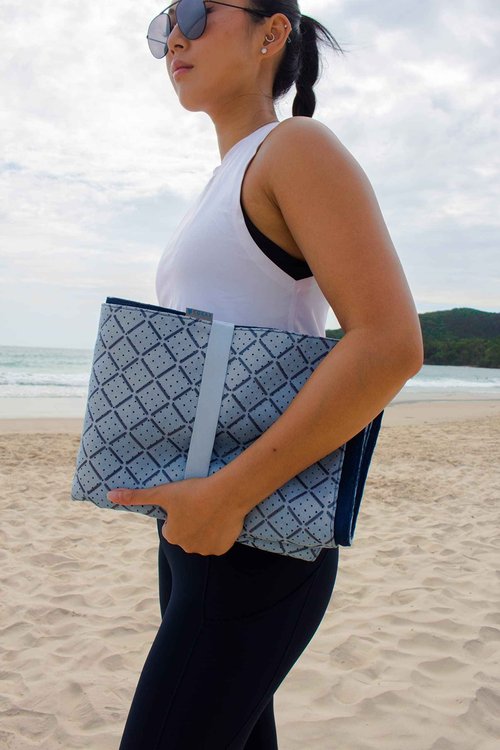 CGEAR Outdoor Travel Yoga Mat | Machine Washable Non-Slip Foldable & Portable Compact Workout Mat | Exercise Mats - Folding Lightweight Mat for Yoga for Women w strap 72" x 25"