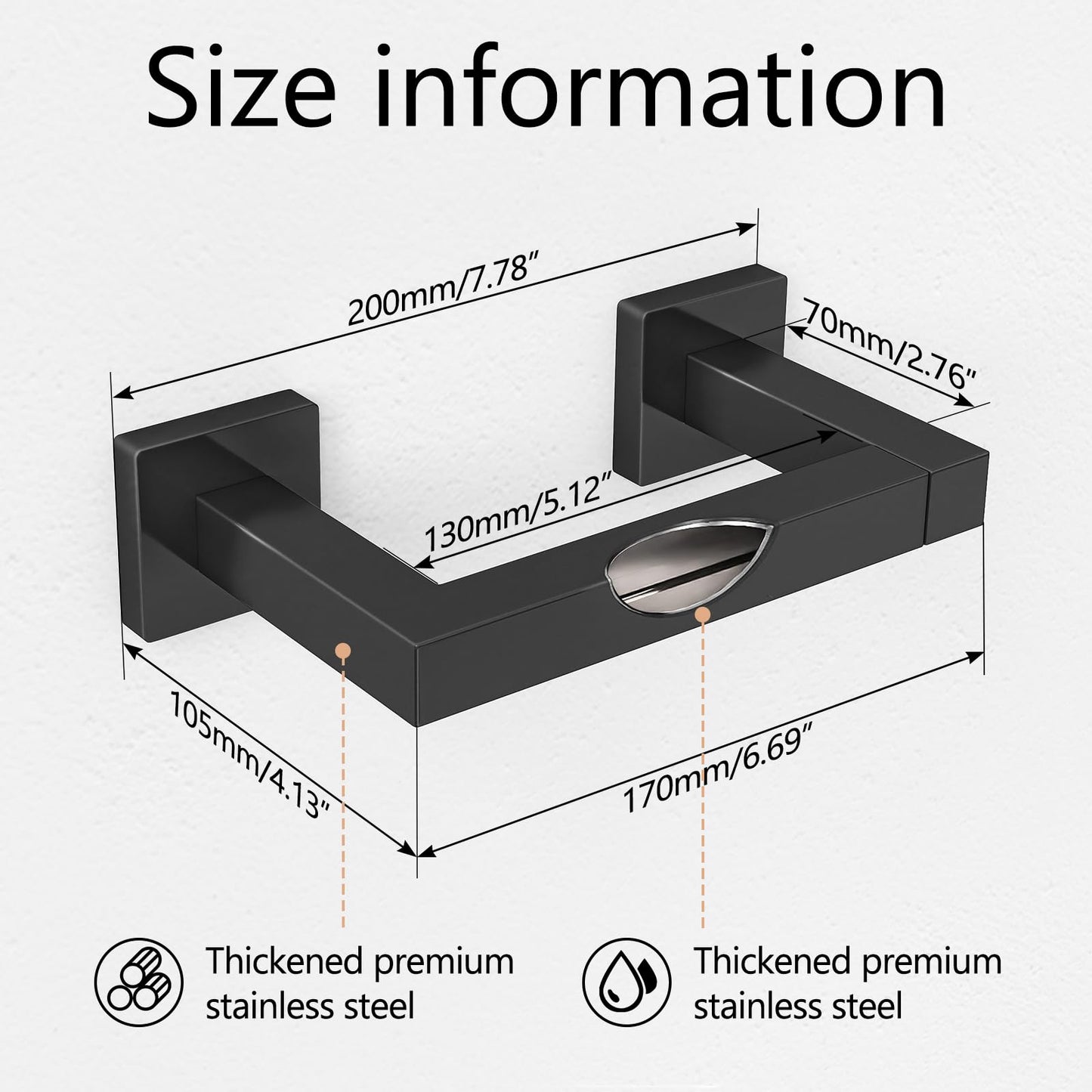 FEILERN Toilet Paper Holder Matte Black Wall Mounted Post Pivoting Square Tissue Holders Roll Holder Hangers for Bathroom Commercial Toilet Paper Dispenser