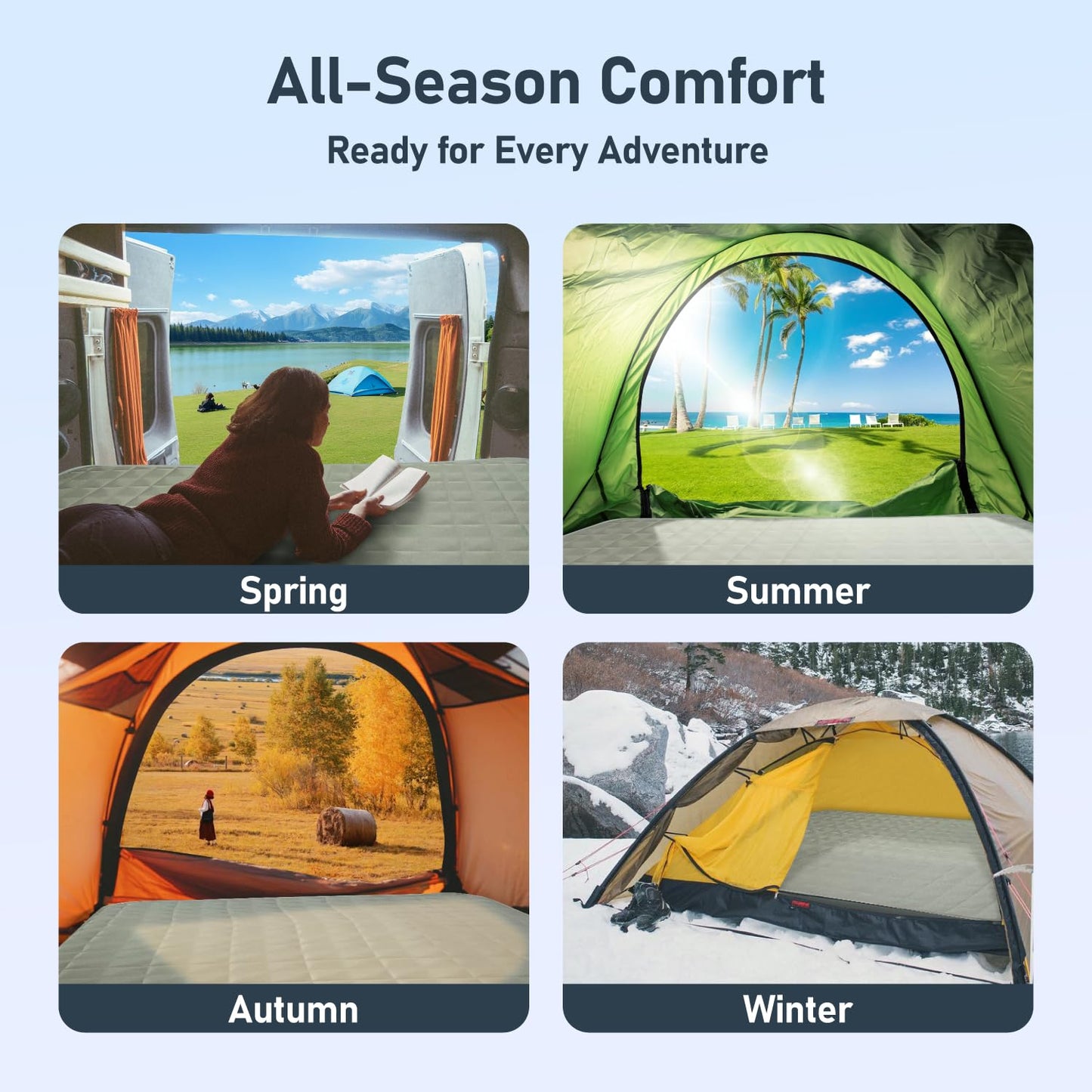 Topoak Camping Air Mattress, Inflatable Sleeping Pad for Camping, Thick Camping Mattress Pad, for SUV, Truck Bed, Rooftop Tent & Ground Tent (Mattress & Electric Pump)