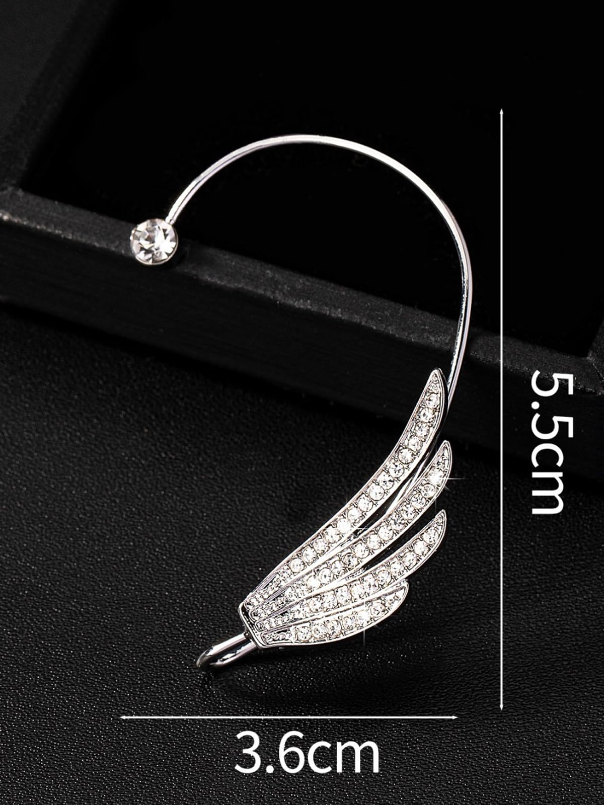 YRlilicc Sparkling Rhinestone Angel Wing Ear Cuffs Non-Piercing Earrings Glitter Iced Out Crystal Angel Wings Cartilage Climber Ear Wrap Prom Party Festival Ear Jewelry for Women (Wing Style 1)