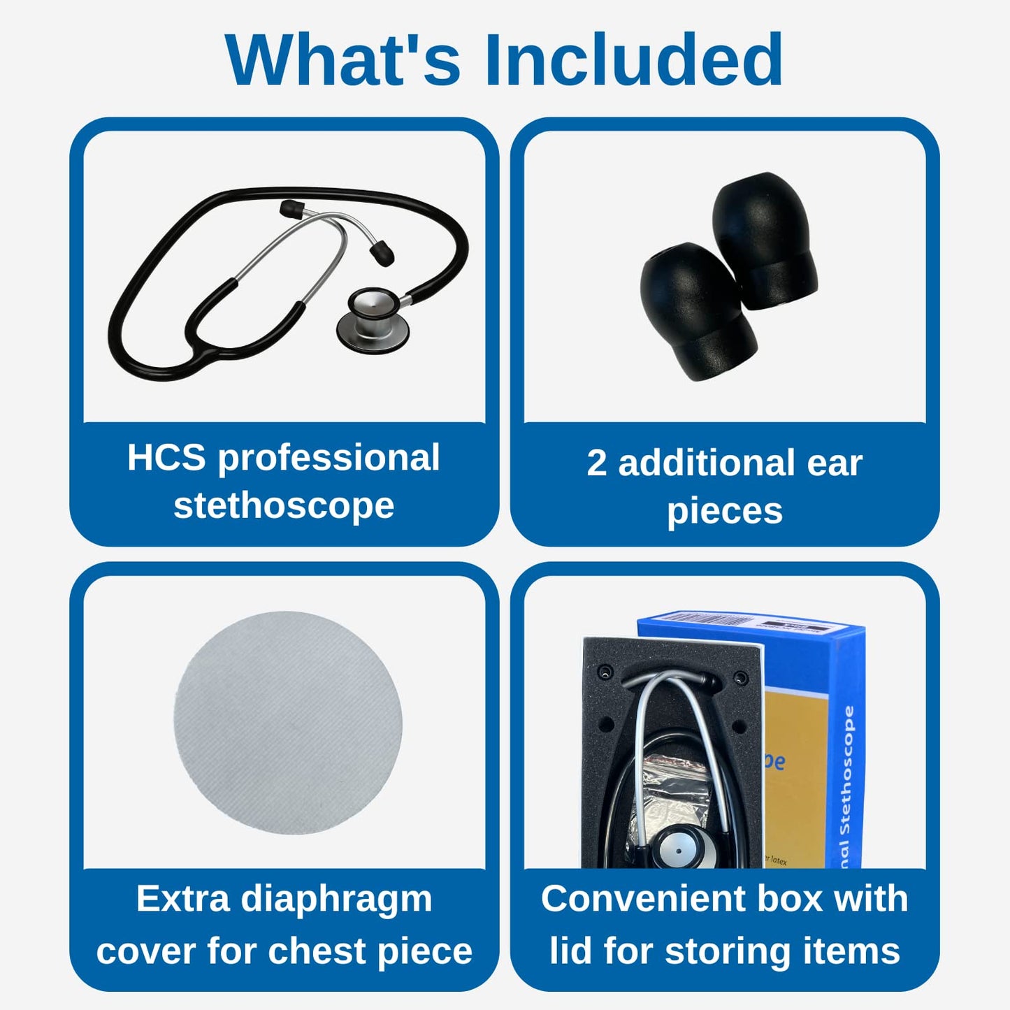 HCS Black Stethoscope, Classic Lightweight - Medical, Dual Head Stethoscopes for Nurses, Nursing School, Student Essentials, Work, Home - 22 inch Tubing
