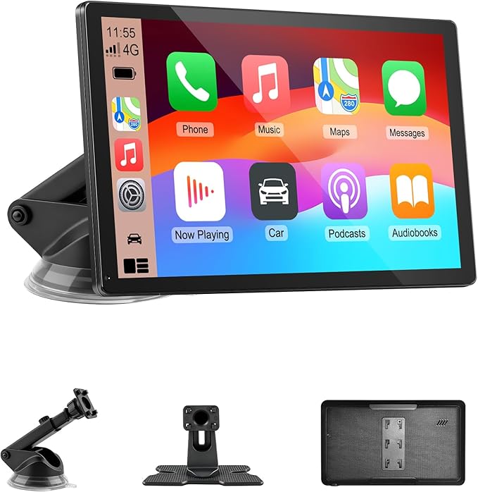 CarPlay Screen for Car, 9'' Wireless CarPlay & Android Auto - Smart Portable Touchscreen with Bluetooth/FM, Mirror Link, V...