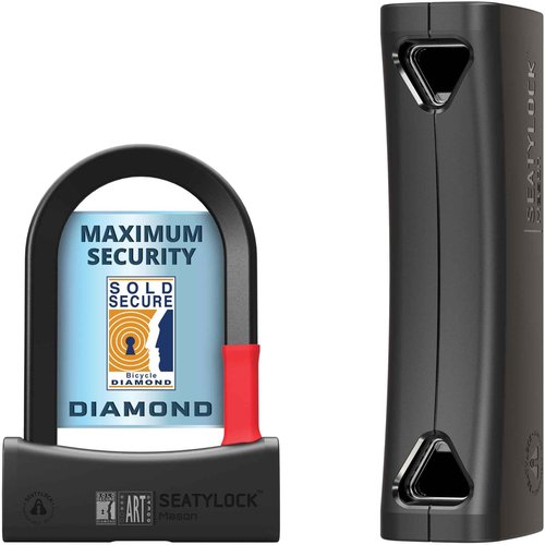 Seatylock Mason Bike U Lock - Patented Heavy Duty Anti Theft Diamond Secure ULock - Ultra Security Bicycle Safety Tool with Keys for City Electric or Mountain Bikes and Scooters (5.5 Inch)