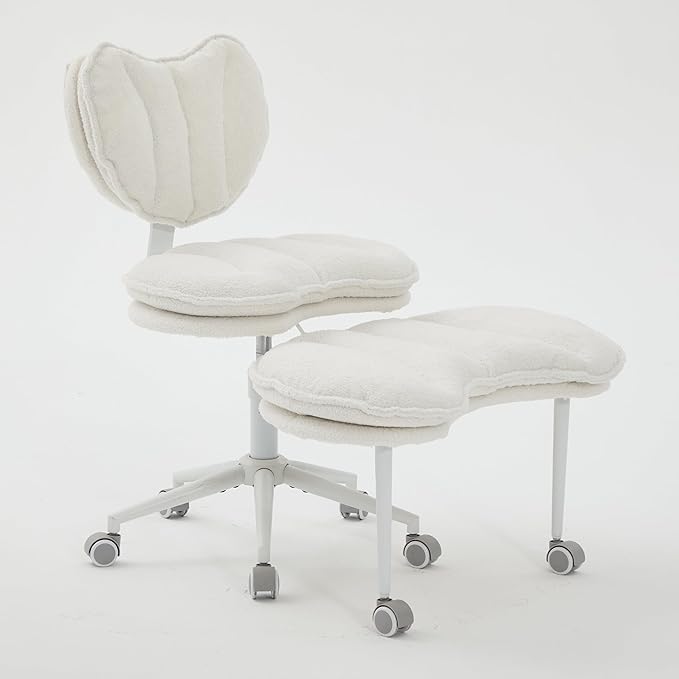Meditation Chair with Wheels, Ergonomic Criss Cross Chair, Adjustable ADHD Floor Sitting Chair, Swivel Cross Legged Office Chair with High Back, Kneeling Posture Chair, Comfortable Fabric（Beige）