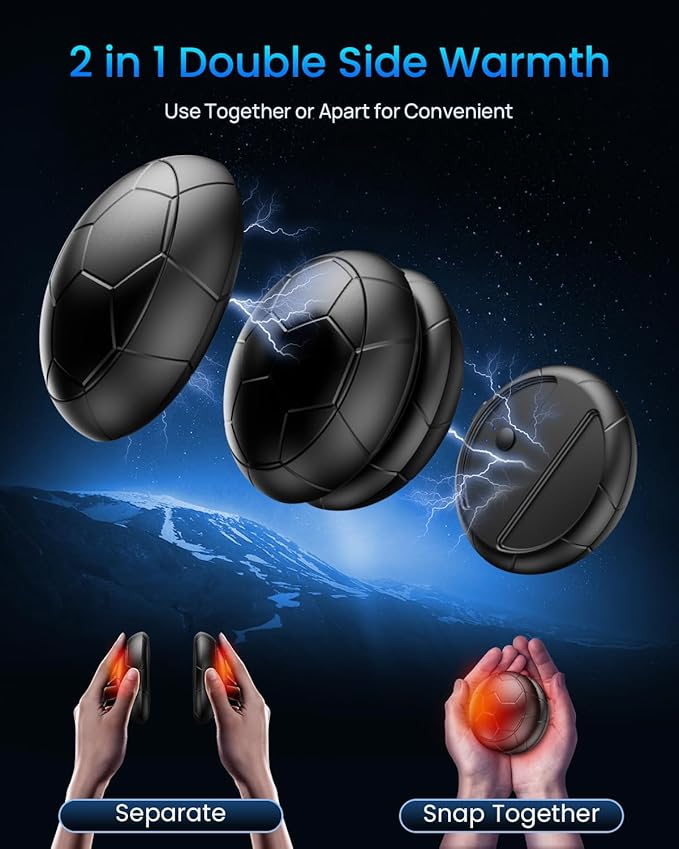 AJVV Hand Warmers Rechargeable 2 Pack丨Electric Hand Warmer, Up to 24hrs & 3s Fast Heating, Magnetic Portable Handwarmers, for Men, Kids, Raynauds, Hunting, Ski