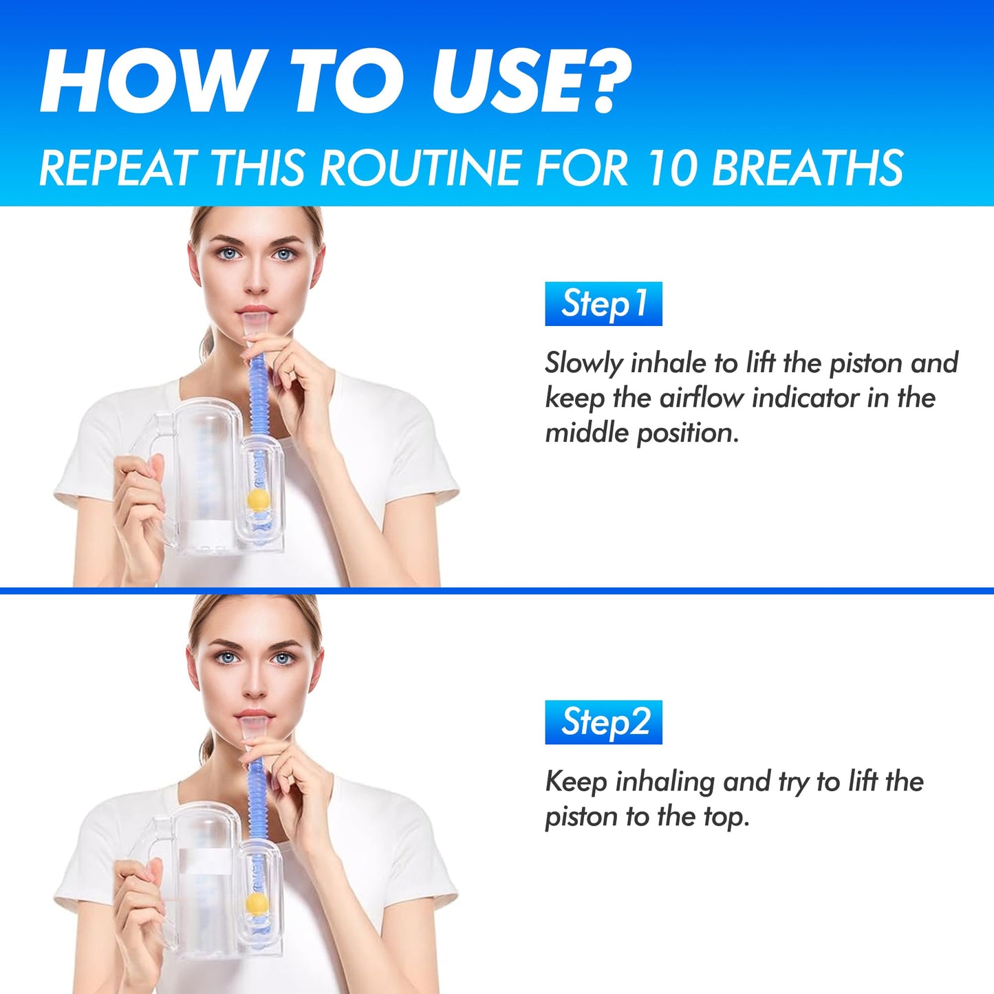 Incentive Spirometer Adult,Breathing Exercise Device for Lungs,Breathing Trainer,Spirometer Lung Exerciser-5000ml Volume Measurement with Flow Rate Indicator