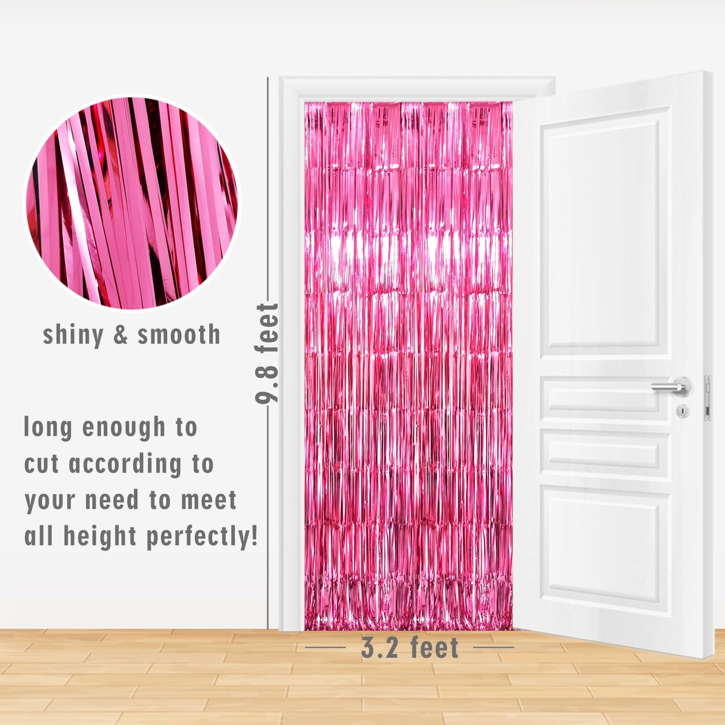 Goer 3.2 Ft X 8.2 Ft Metallic Tinsel Foil Fringe Curtains Party Photo Backdrop Party Streamers For Galentines Day,Birthday,Gradu