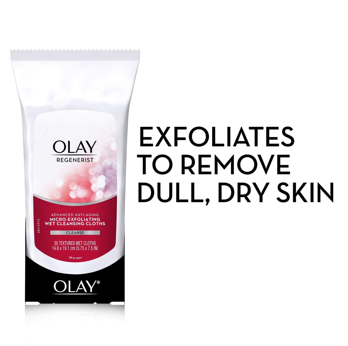 Olay Makeup Remover Wipes, Regenerist Micro-Exfoliating Wet Cleansing Cloths, Facial Cleanser for Women - Exfoliates, Refreshes,