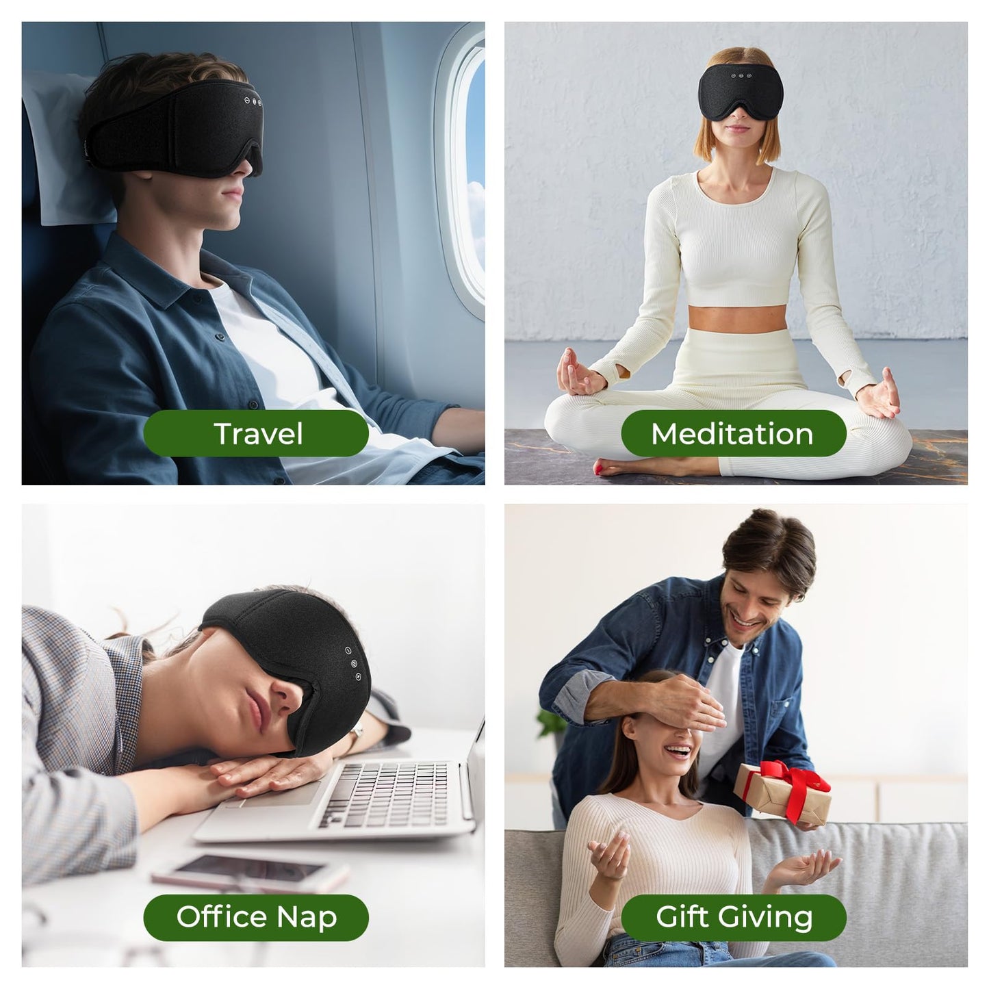 Sleep Mask Headphones with Bluetooth,3D Blackout Bamboo Cotton Eye Mask for Sleep,Sleeping Eye Mask with 5.4 Bluetooth Headphones Wireless for Side Sleepers,Travel Essential Gift for Women Men