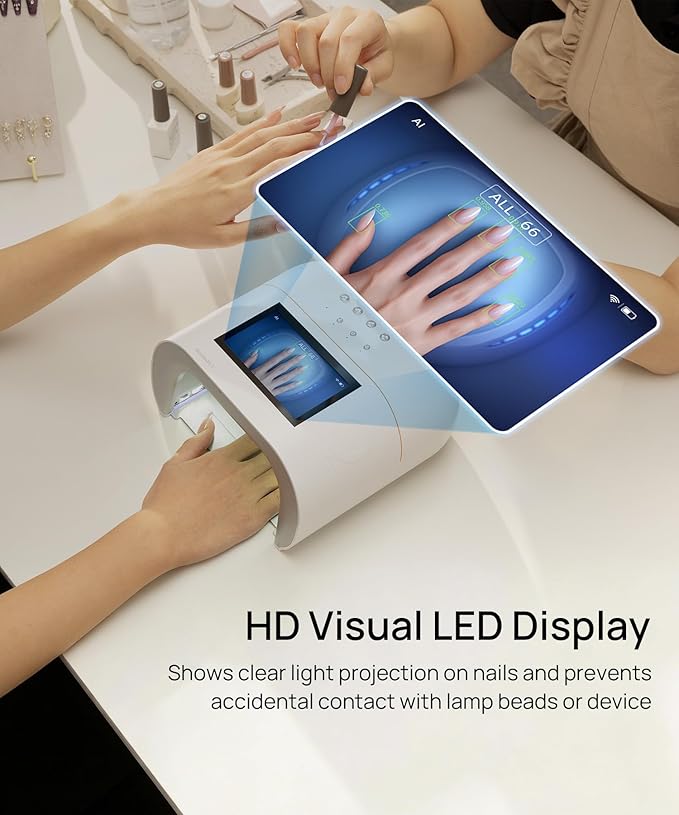 AI Health Nail Lamp-ONAIL AI Precision Scan,Reduce Excess UV Skin Damage-2in1 AI Computer&Nail Dryer with HD Visible Screen,109 LEDs 2X Faster Curing,Nail Curing Lamp for Salon and Home