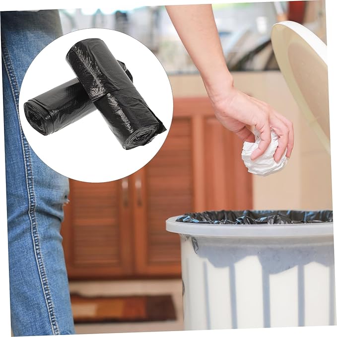 100pcs Biodegradable Thickened Garbage Bags Disposable Plastic Rubbish Bags Strong Trash Liners for Home Bathroom Kitchen Office Use Black