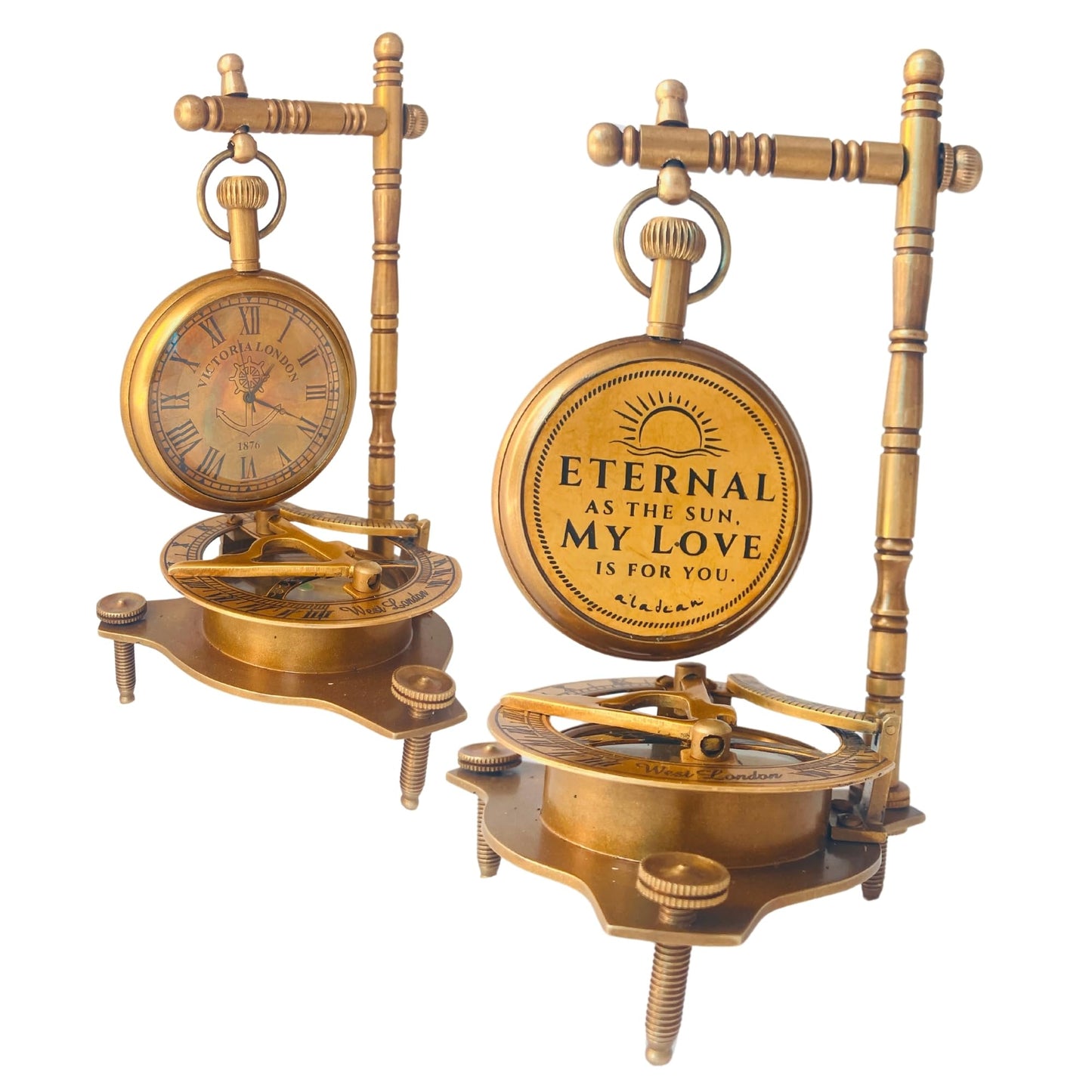 ALADEAN Eternal Love Anniversary Sundial Compass Gift for Him or Her Unique Gift for Husband Wife Men Wedding Anniversary 50th 40th 25th 20th 1st Year Celebration