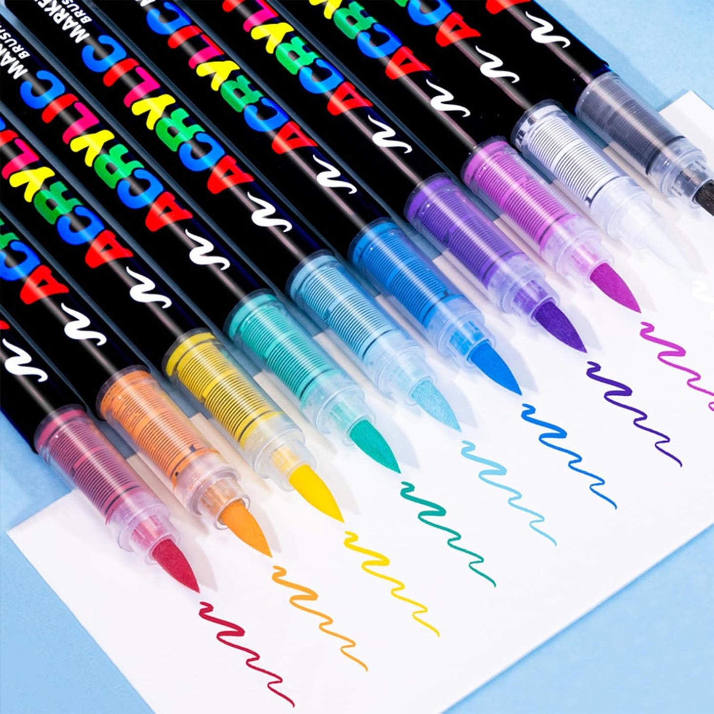 Guangna Acrylic Paint Markers,12 Colors with Direct-Liquid Ink Control System, Professional-Grade Paint Pen for Rock Painting, Canvas, Glass, Plastic, Fabric & Creative Crafts