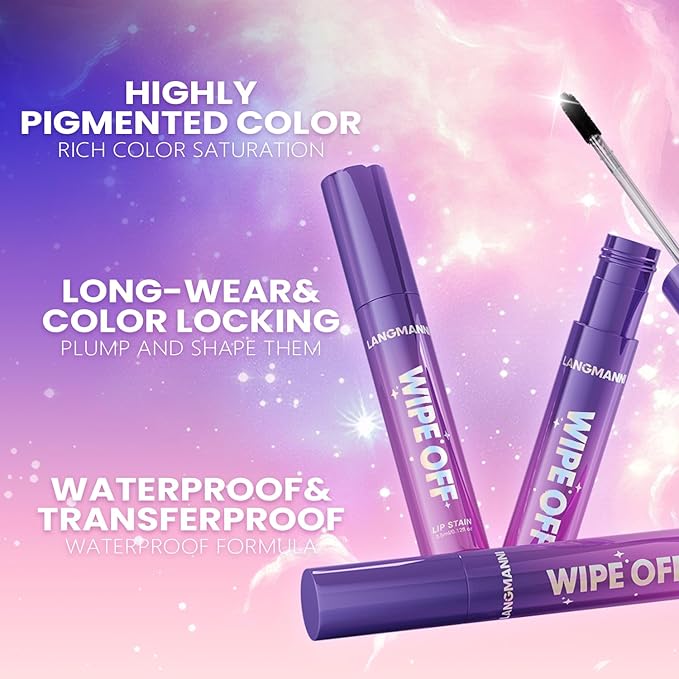 Jolilab Lip Stain Masque,Wipe Off Lip Tint,Waterproof,Transfer proof,Highly Pigmented,Ultra Long Lasting Lip Stain Peel off Makeup With Matte finish for All-day Wear.(#01 DEEP PLUM)