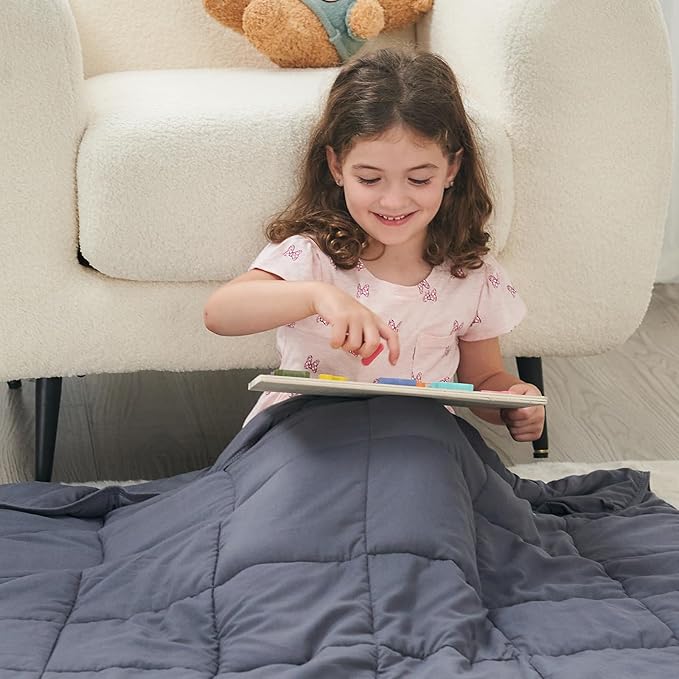 yescool Weighted Blanket (5 lbs, 36" x 48", Grey) Cooling Heavy Blanket for Sleeping Perfect for 40-60 lbs, Breathable Blanket with Premium Glass Bead, Machine Washable