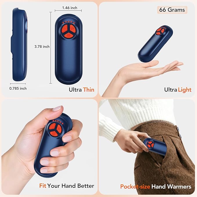Upgraded Hand Warmers Rechargeable 2 Pack, AI Electric Hand Warmers, Portable Heater, 1s Safe Rapid Heat, 5 Gears Temperature Control, for Hunting, Camping, Hiking, Outdoor